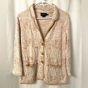 Pendleton Cream Brown Cardigan Sweater Blazer | size Petite Medium